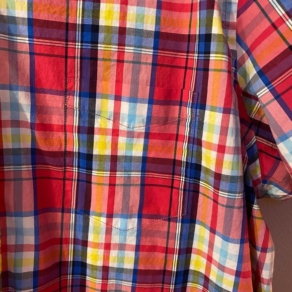 Club Room 3XL Men's button down SS Shirt, Red, yellow, light blue, white color - Picture 3 of 4
